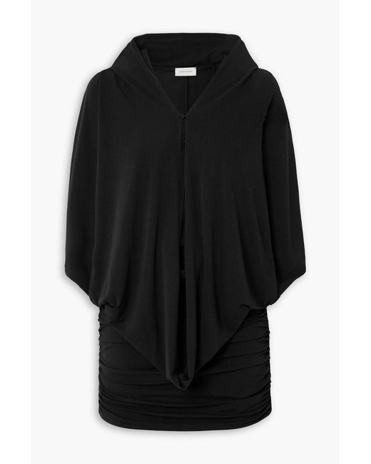 Magda Butrym Black Layered Stretch-Crepe Hooded Mini Dress
