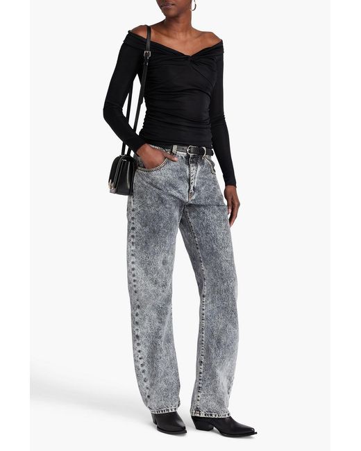 Isabel Marant Black Jiler Off-the-shoulder Twisted Satin-jersey Top