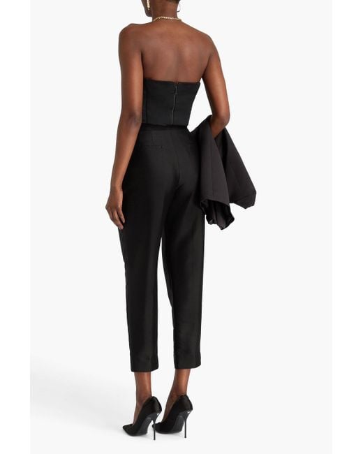Zimmermann Black Wool And Silk-blend Tapered Pants