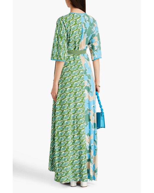 Diane von Furstenberg Blue Plissiertes maxikleid aus webstoff mit wickeleffekt