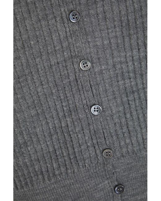 Thom Browne Gray Ribbed Wool-blend Cardigan