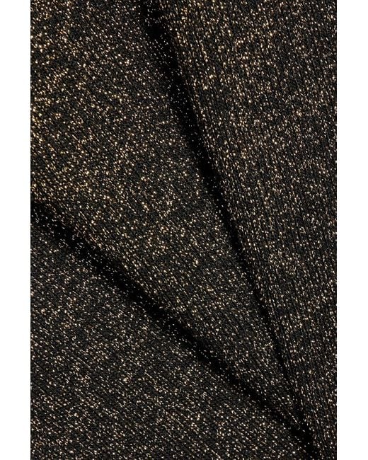 FRAME Black Metallic Ribbed-knit Dress