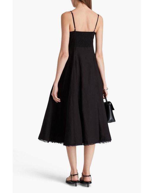 Jonathan Simkhai Black Analise Linen-blend Midi Dress