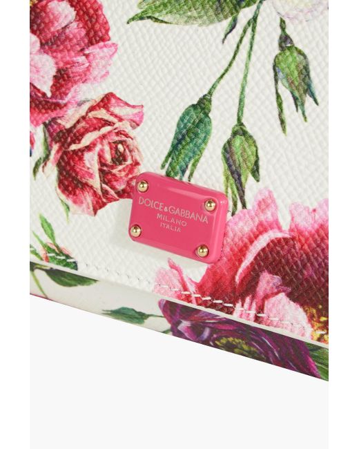 Dolce & Gabbana Pink Floral-print Pebbled-leather Phone Bag