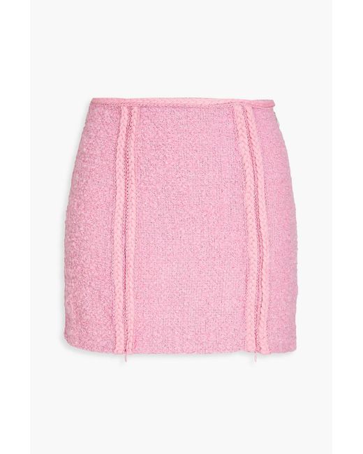 ROTATE BIRGER CHRISTENSEN Pink Lina Zip-detailed Bouclé-tweed Mini Skirt