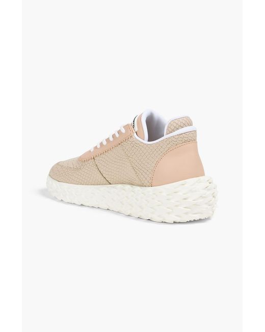 Giuseppe Zanotti Gray Urchin Snake-effect And Smooth Leather Sneakers