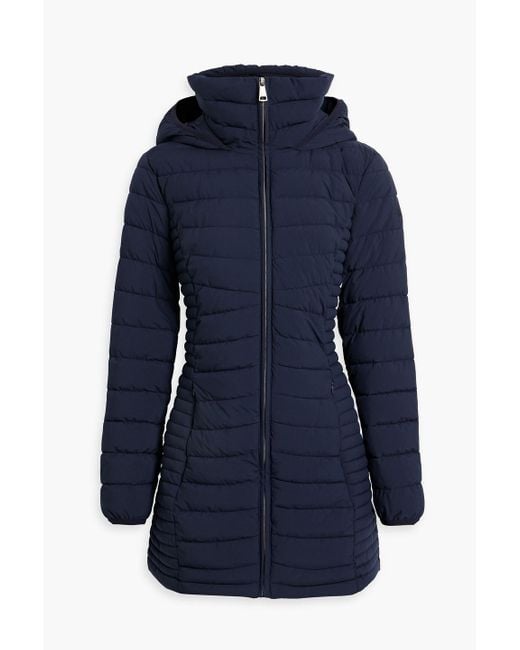 DKNY Blue Quilted Shell Hooded Coat