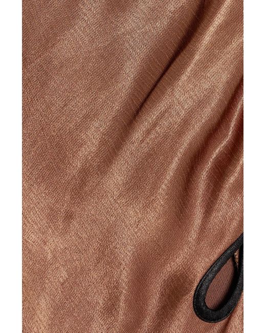 Bec & Bridge Brown Kehlani One-shoulder Cutout Hammered-satin Maxi Dress