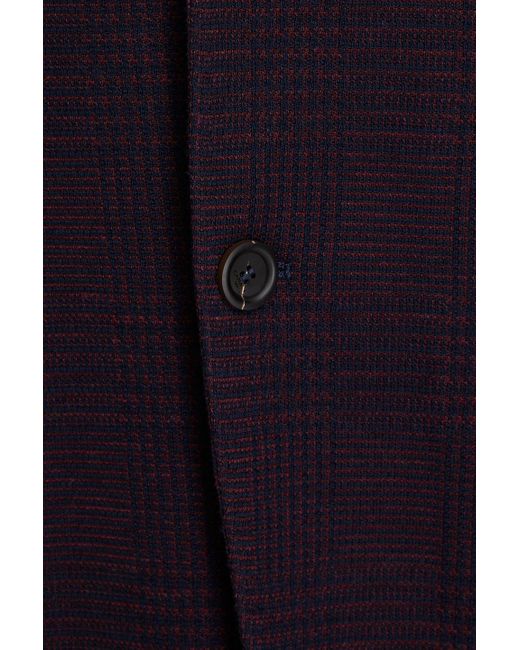 Canali Blue Prince Of Wales Checked Cotton-blend Blazer for men