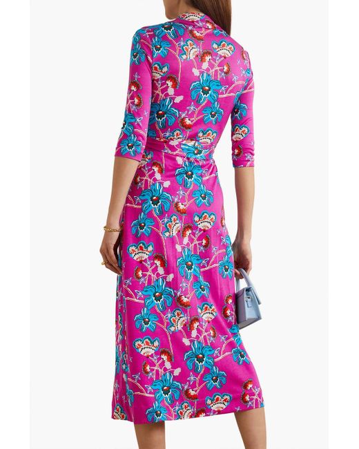 Diane von Furstenberg Pink Abigail Floral-print Silk-jersey Wrap Dress