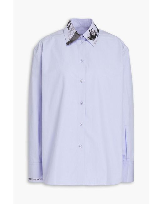 Valentino Garavani Blue Hemd aus baumwollpopeline mit floralem print