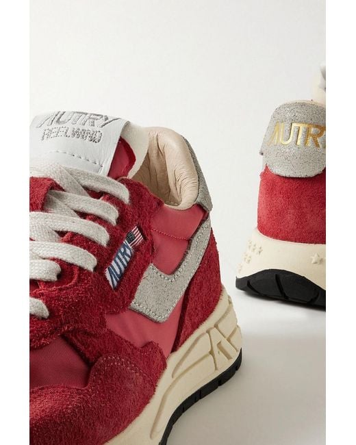 Autry Red Reelwind Low Suede And Shell Sneakers