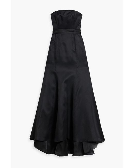 Carolina Herrera Black Strapless Bow-embellished Silk Gown