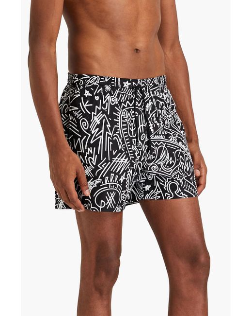 Canali White Short-length Printed Swim Shorts for men