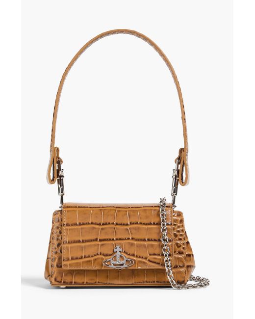 Vivienne Westwood Brown Hazel Croc-Effect Leather Shoulder Bag