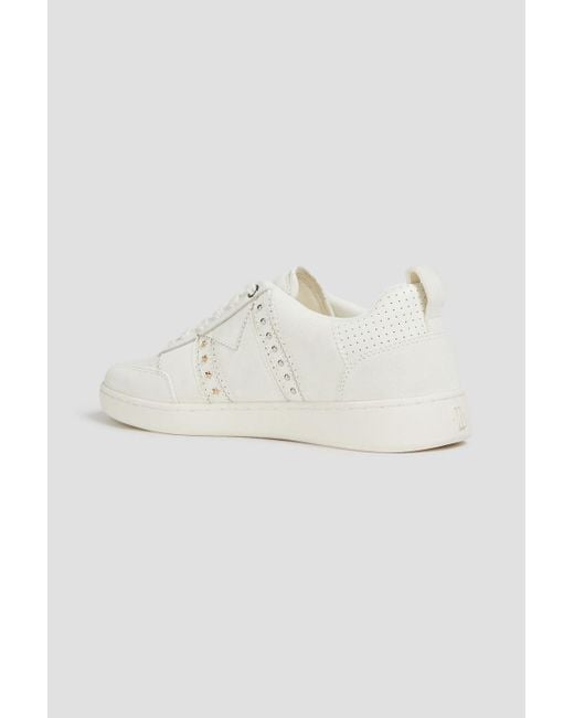 Maje White Studded Suede Sneakers