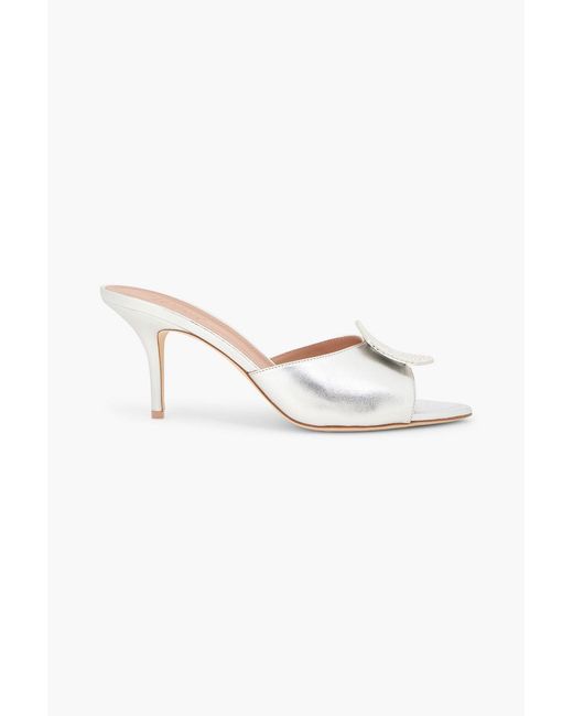 Malone Souliers Metallic Joslyn Crystal-Embellished Leather Mules
