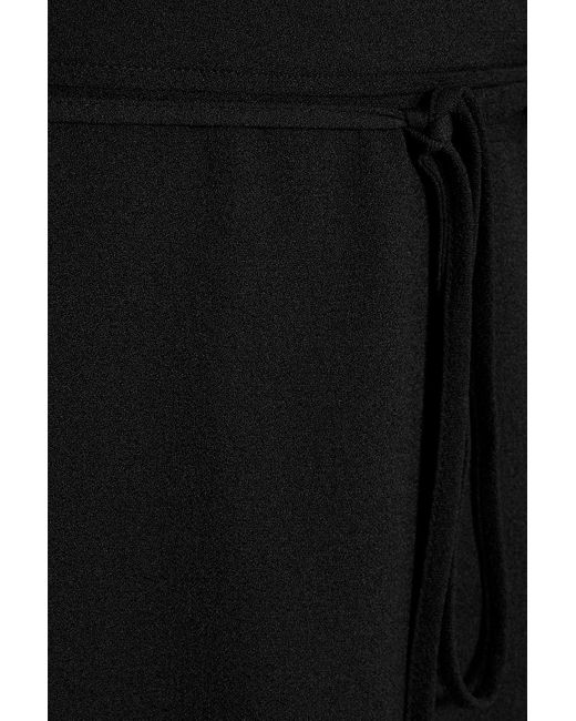Ganni Black Gathered Crepe Midi Wrap Dress