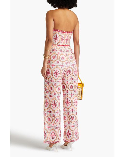 Charo Ruiz Red Brigid Broderie Anglaise Cotton-Blend Wide-Leg Pants