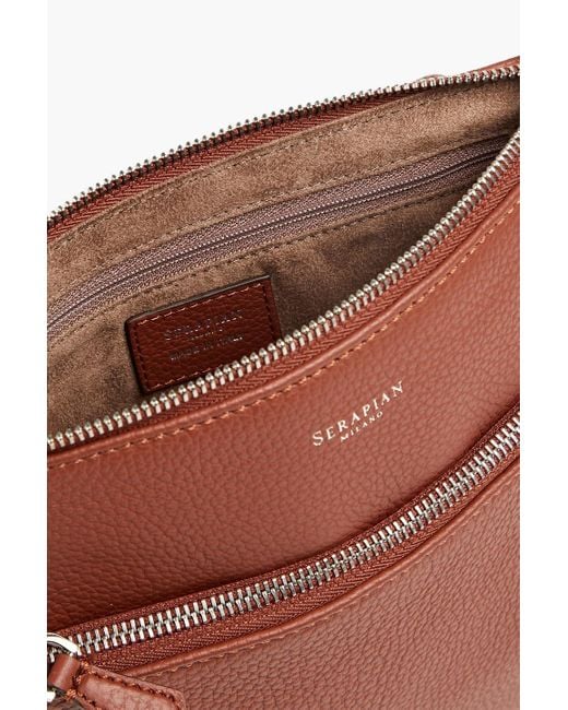 Serapian Brown North South Pebbled-leather Shoulder Bag for men