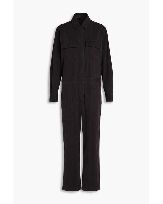 James Perse Black Herringbone Cotton-Blend Jumpsuit