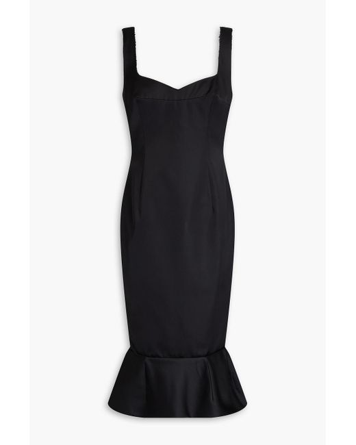 Marni Black Fluted Satin Midi Dress
