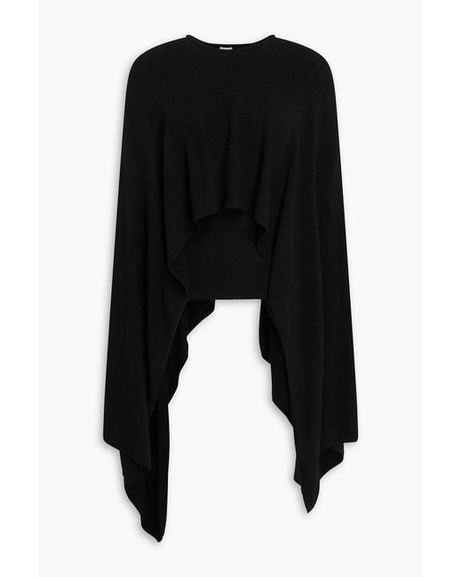 Totême Black Cape-Effect Silk Sweater