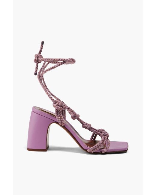 Zimmermann Pink Knotted Leather And Cord Sandals