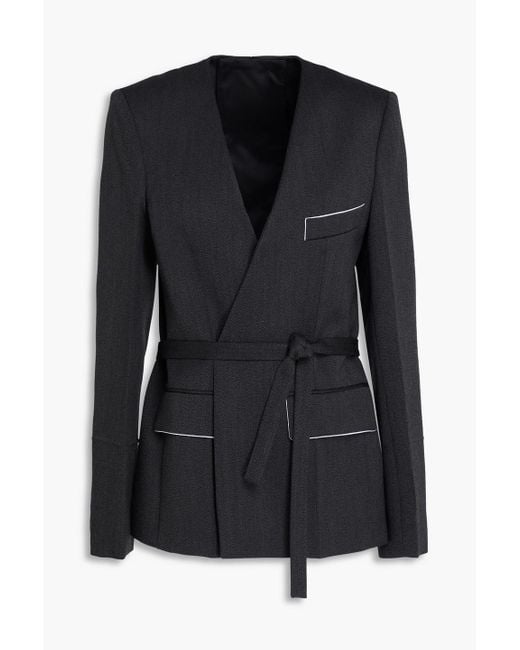 Victoria Beckham Black Belted Wool-Twill Blazer