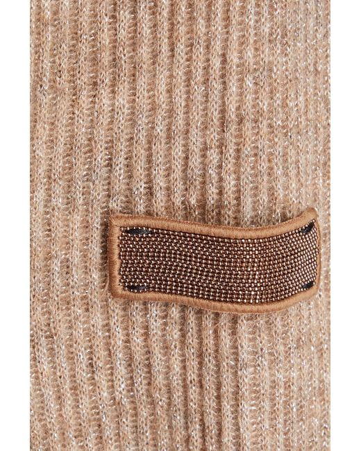 Brunello Cucinelli Brown Metallic Ribbed-knit Sweater