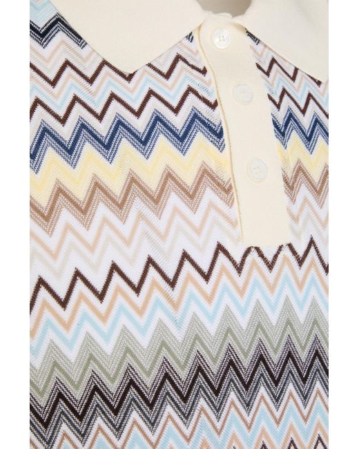 Missoni White Crochet-Knit Cotton Polo Shirt for men