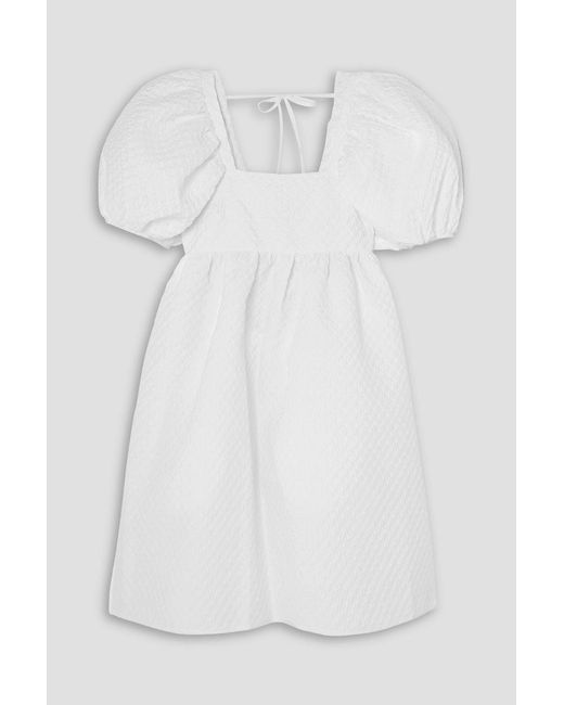 CECILIE BAHNSEN White Tilde Cotton-Blend Cloqué Mini Dress
