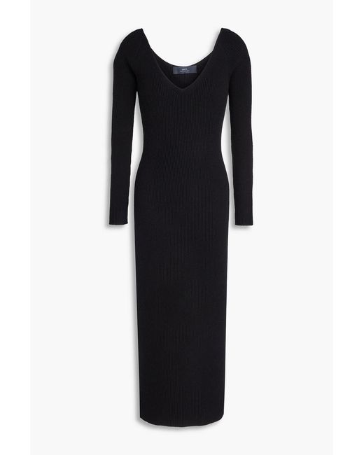 arch4 Black Bridgewater Ribbed Cashmere Midi Dress