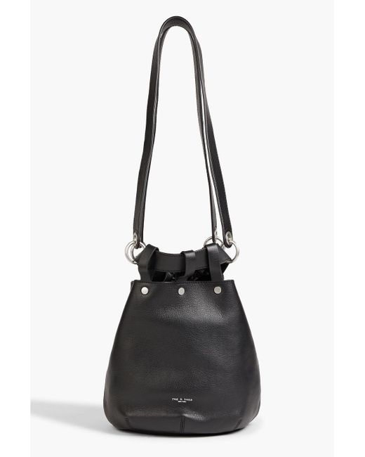 Handmade Delia Suede Leather Fringe Bucket Bag in Black by ABURY