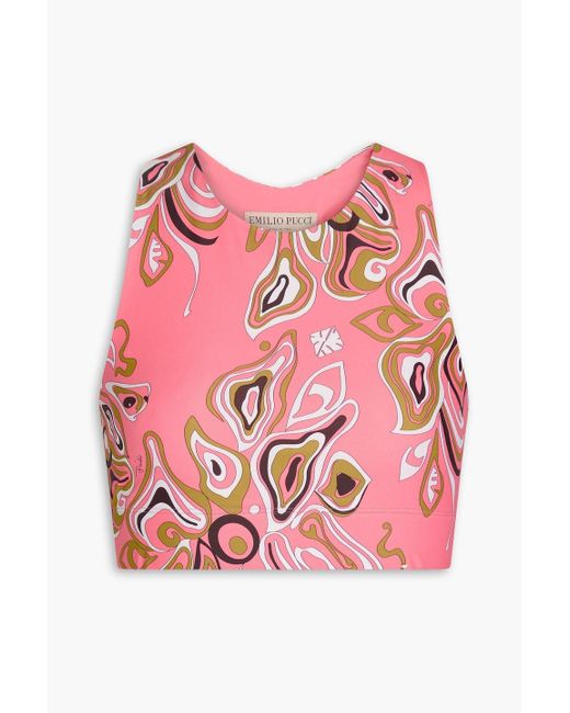 Emilio Pucci Pink Cropped Printed Stretch-jersey Top