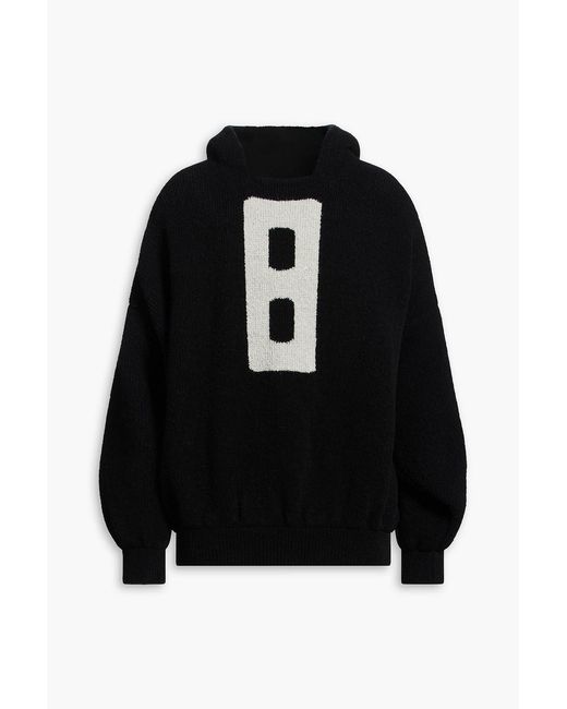 Fear Of God Black Appliquéd Bouclé-knit Wool-blend Hoodie for men