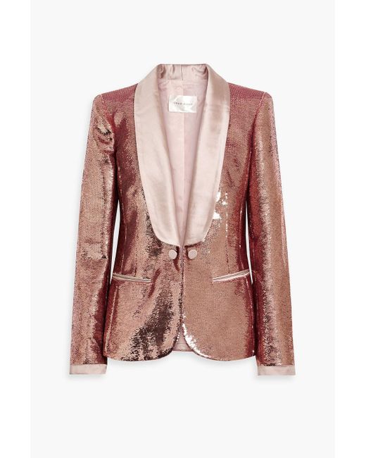 Zuhair Murad Satintrimmed Sequined Tulle Blazer in Pink Lyst