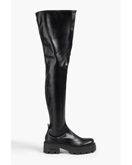 Sergio Rossi Black Platform Thigh Boots