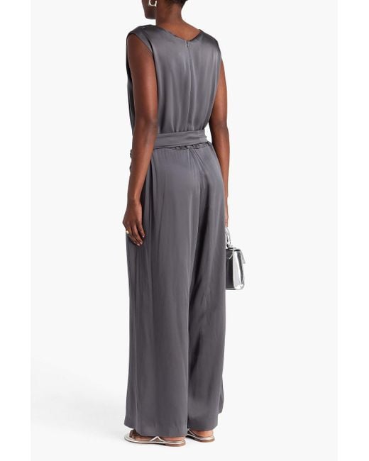 Max Mara Gray Jumpsuit aus satin mit gürtel