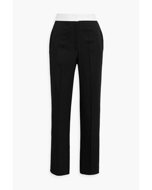 Victoria Beckham Black Wool-jacquard Straight-leg Pants