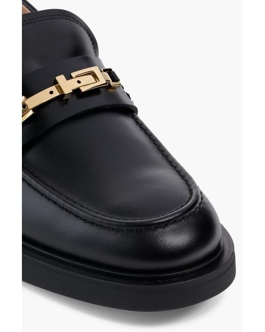 Gianvito Rossi Black Martine Buckle-Embellished Leather Loafers