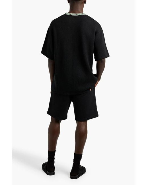 The Elder Statesman Black Jacquard-Knit Cotton-Blend T-Shirt for men