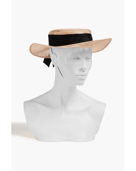 Eugenia Kim Black Colette Grosgrain-trimmed Hemp-blend Sunhat