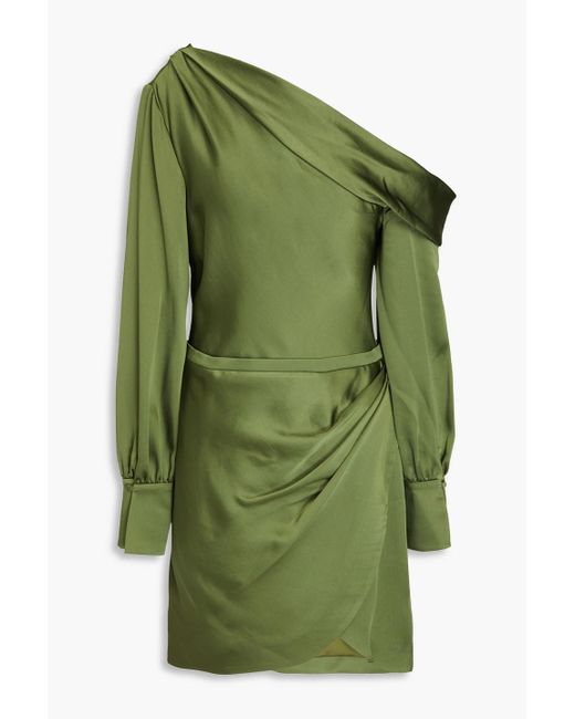 Jonathan Simkhai Green Cameron One-shoulder Satin-crepe Mini Dress