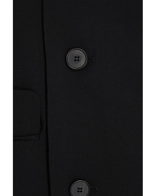McQueen Black Wrap-Effect Wool-Crepe Midi Skirt