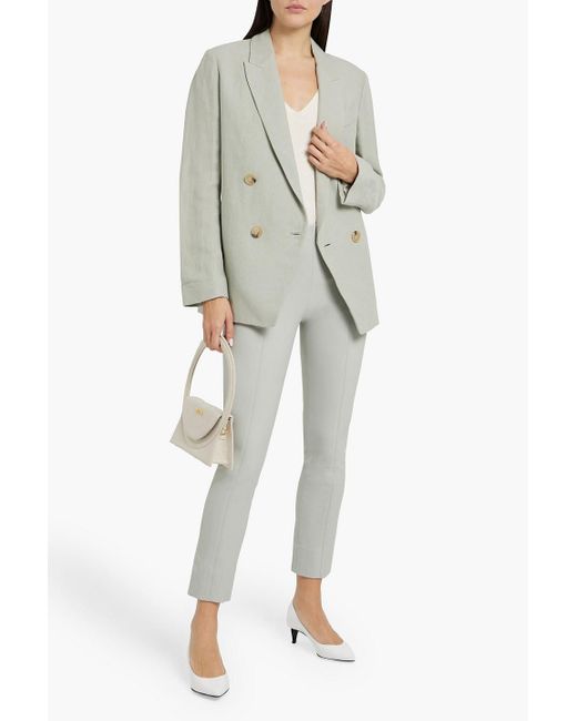 Vince Gray Double-breasted Crepe Blazer