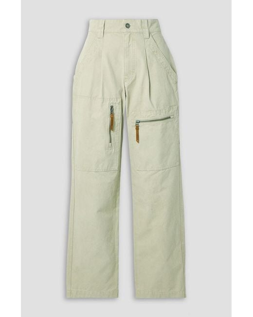 Isabel Marant White Kanna Pleated Cotton-Canvas Straight-Leg Cargo Pants
