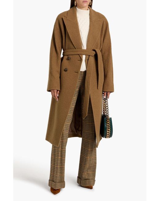 Veronica Beard Natural Della Dickey Double-Breasted Wool Coat