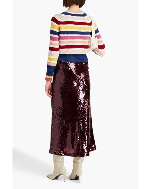 Zimmermann White Striped Intarsia Merino Wool And Cotton-blend Sweater