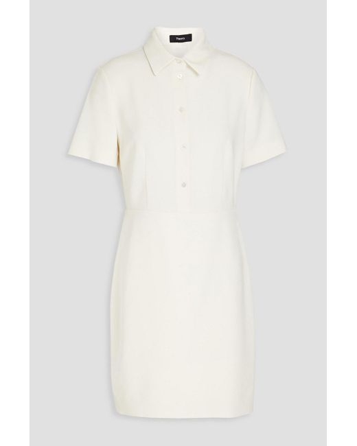 Theory White Crepe Mini Shirt Dress